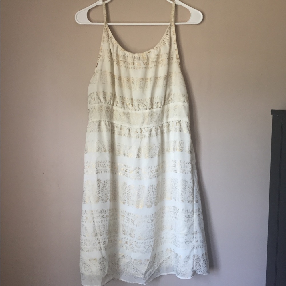 Mid-Length White & Gold Dress